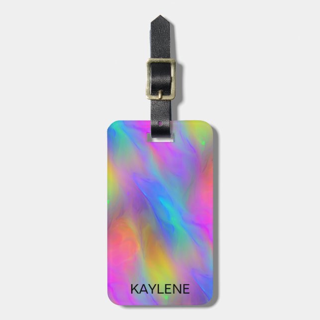 Neon Flow Personalized Luggage Tag (Front Vertical)