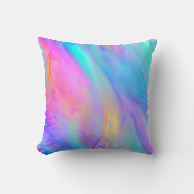Neon Flow Throw Pillow (Front)
