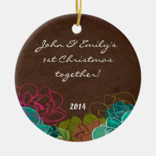 Neon Flower Floral Rose Personalized Name Ornament