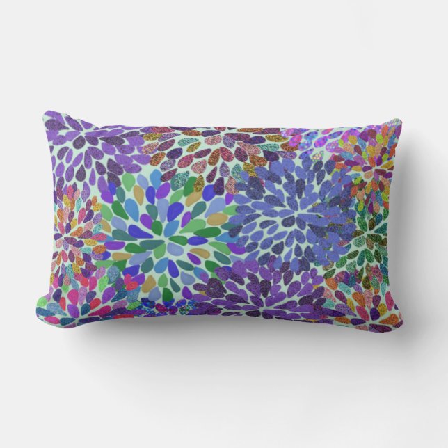 Neon Flower Petals Outdoor Pillow (Front)
