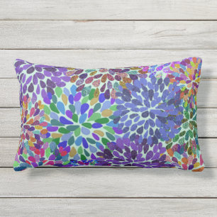 Neon Flower Petals Outdoor Pillow