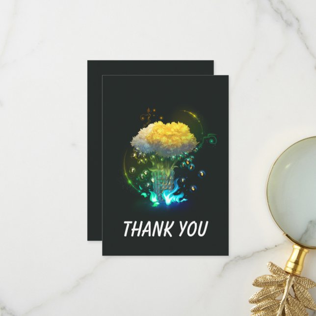 Neon Flowers Flat Thank You Card (Front/Back In Situ)