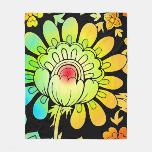 Neon Flowers Fleece Blanket