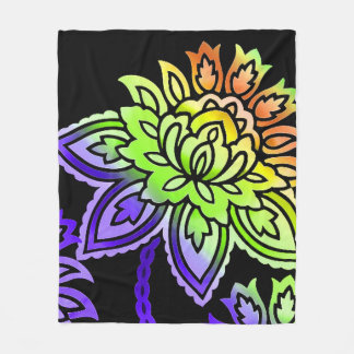 Neon Flowers Fleece Blanket