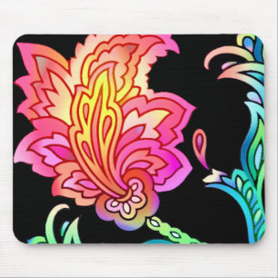 Neon Flowers Mouse Pad