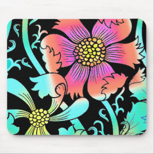 Neon Flowers Mouse Pad