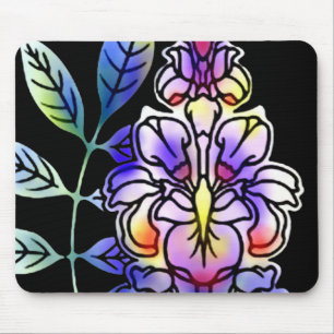 Neon Flowers Mouse Pad