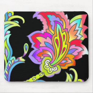 Neon Flowers Mouse Pad