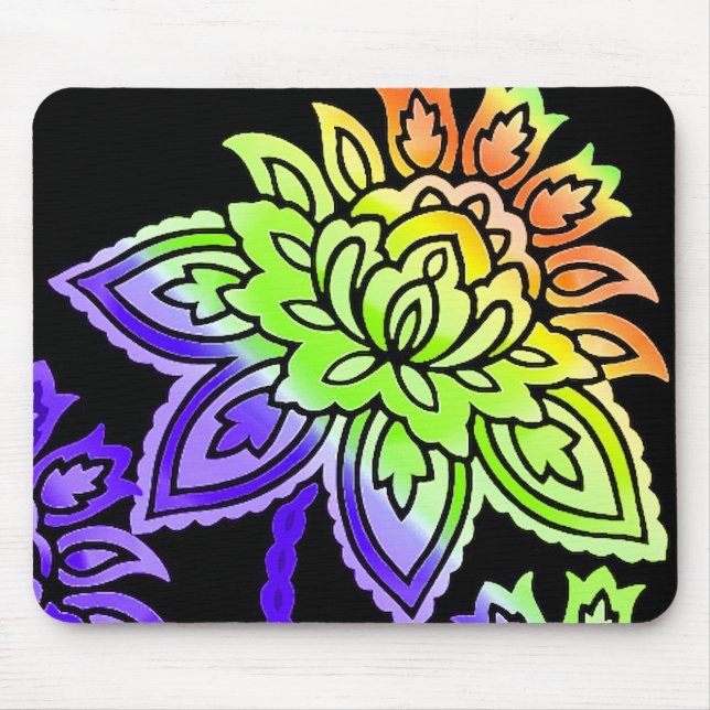 Neon Flowers Mouse Pad (Front)