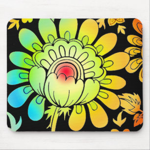 Neon Flowers Mouse Pad