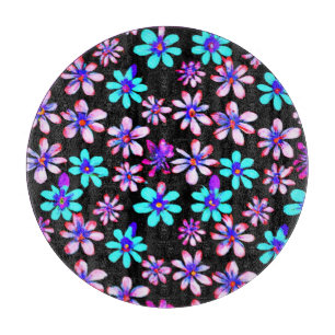 Neon Flowers Patterns Artwork. Buy Now Cutting Board