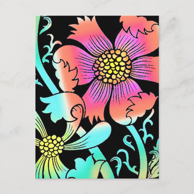 Neon Flowers Postcard (Front)