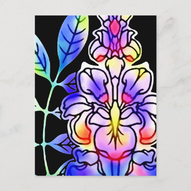 Neon Flowers Postcard (Front)