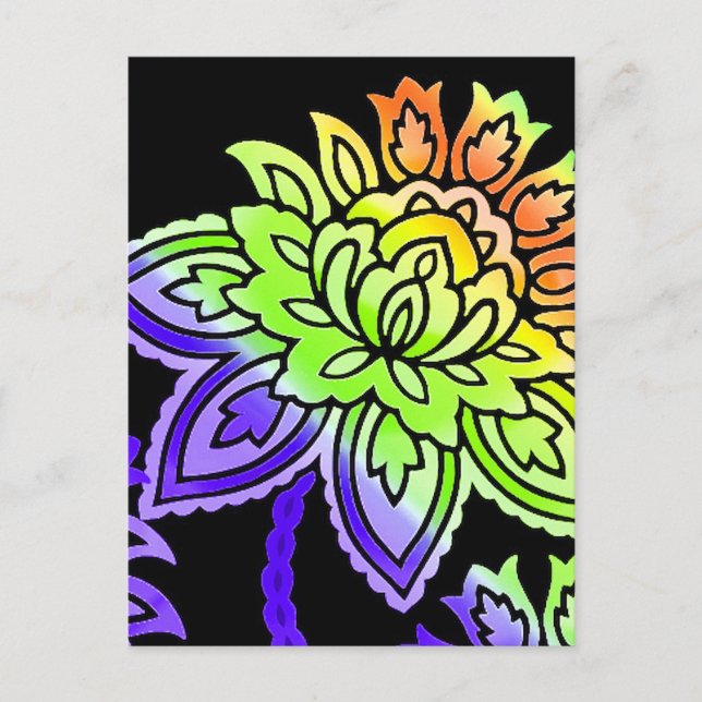 Neon Flowers Postcard (Front)