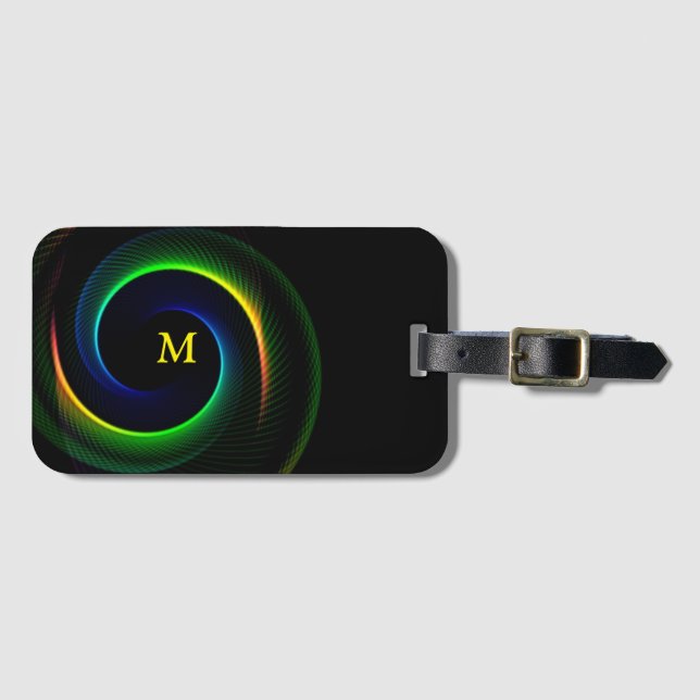 Neon Fluorescent Colour Monogram Luggage Travel Tag (Front Horizontal)
