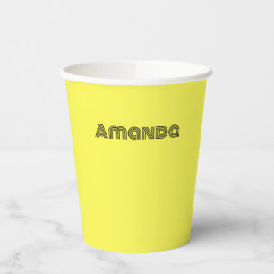 neon Fluorescent yellow lemon bright color Paper Cups