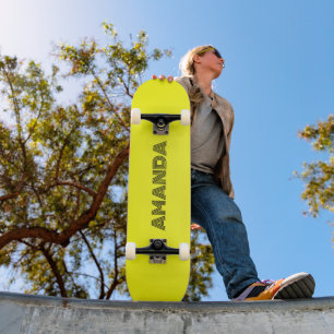 neon Fluorescent yellow lemon bright colour Skateboard