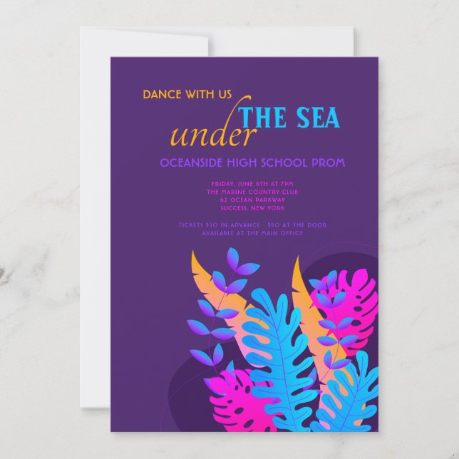 Neon Foliage Prom Invitation (Devant)