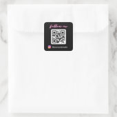Neon Follow Us on Instagram QR Code Social Media Square Sticker (Bag)