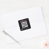Neon Follow Us on Instagram QR Code Social Media Square Sticker (Envelope)