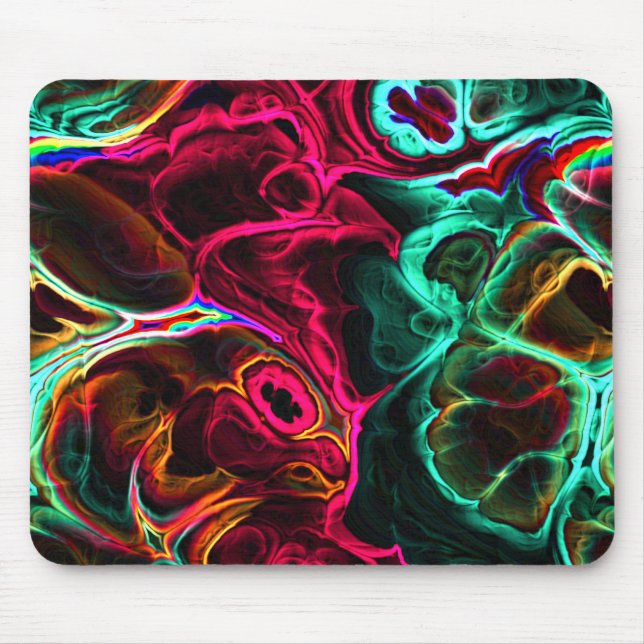 Neon Fractal 2 Mouse Pad (Front)