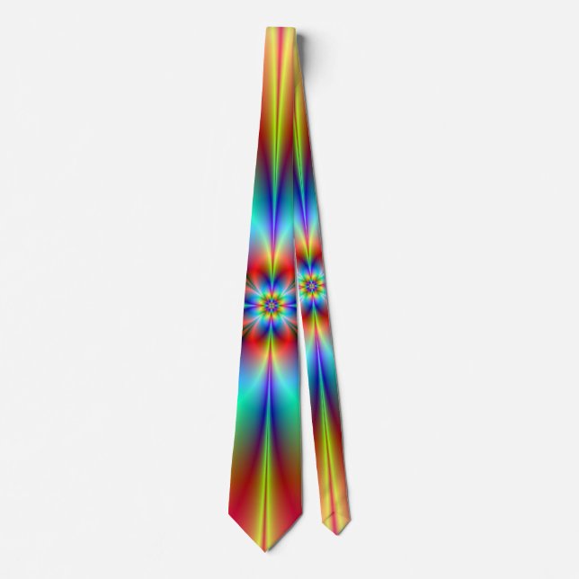 Neon Fractal Flower Tie (Front)