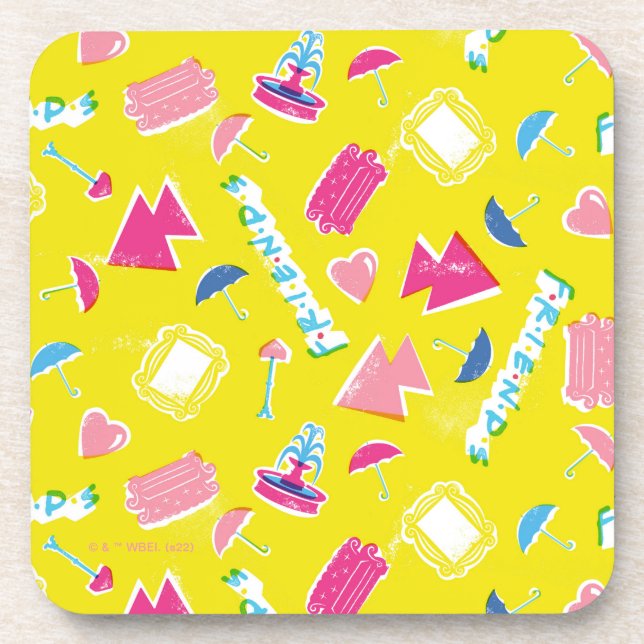 Neon FRIENDS™ Icon Pattern Coaster (Front)