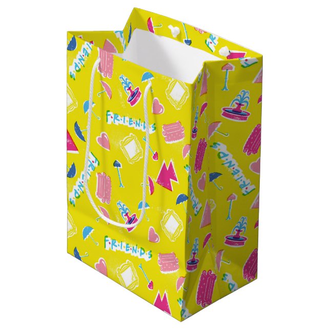 Neon FRIENDS™ Icon Pattern Medium Gift Bag (Front Angled)