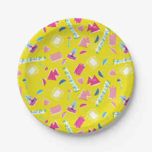 Neon FRIENDS™ Icon Pattern Paper Plate