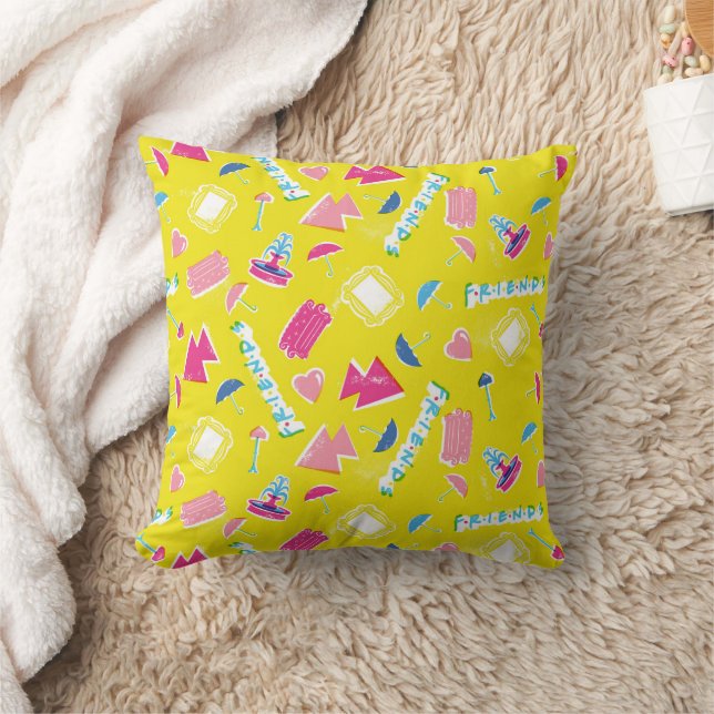 Neon FRIENDS™ Icon Pattern Throw Pillow (Blanket)