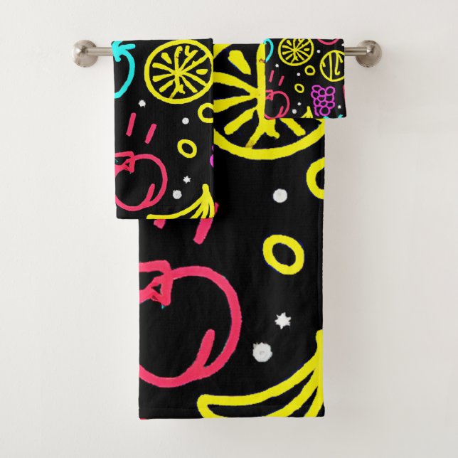 Neon Fruit Extravaganza Bath Towel Set (Insitu)