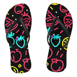 Neon Fruit Extravaganza Flip Flops