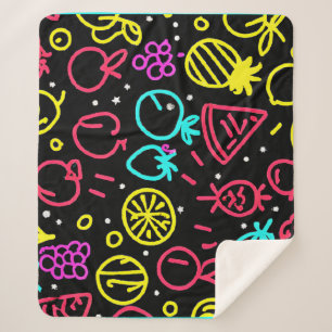Neon Fruit Extravaganza Sherpa Blanket