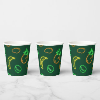 Neon Fruit Tropical Pattern Party Paper Cups
