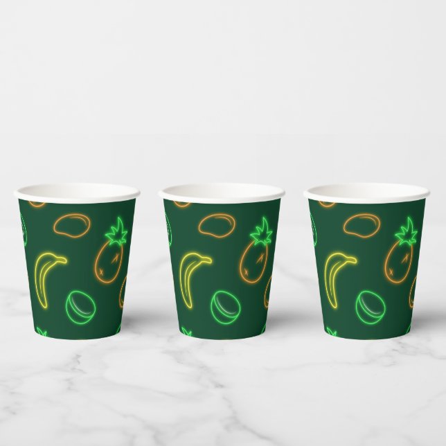 Neon Fruit Tropical Pattern Party Paper Cups (Multi)