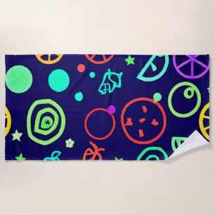 Neon Fruits Pattern Colours Beach Towel