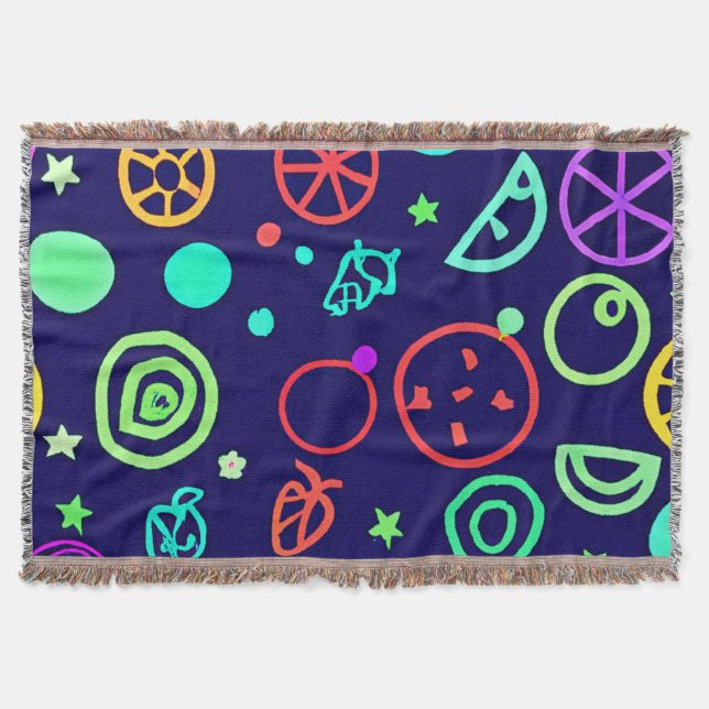 Neon Fruits Pattern Colours Throw Blanket (Front)