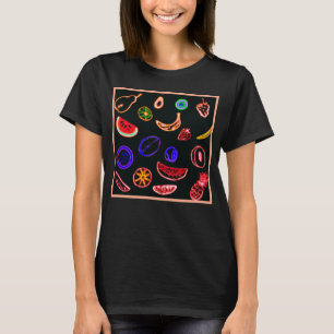 Neon Fruits Patterns Artwork design T-Shirt