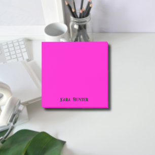 Neon Fuchsia Professional Minimalist Black Script Post-it Notes