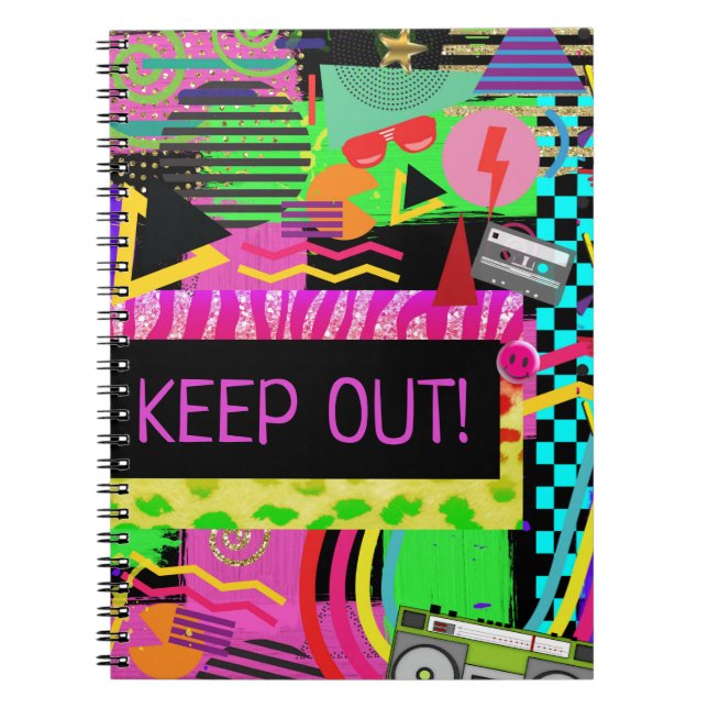 Neon Fun Bright Bold Colourful Funky 80's Rad Fres Notebook (Front)