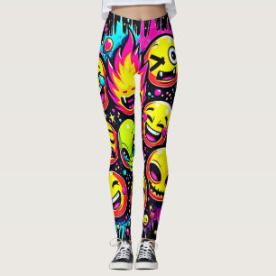 Neon Funky Emoji Mix Leggings