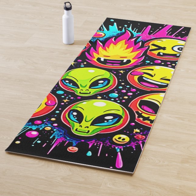 Neon Funky Emoji Mix Yoga Mat (In Situ)