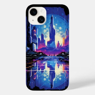 Neon Futuristic CyberScape Skyline Case-Mate iPhone 14 Case