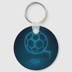 Neon Futuristic Soccer Field Art Keychain