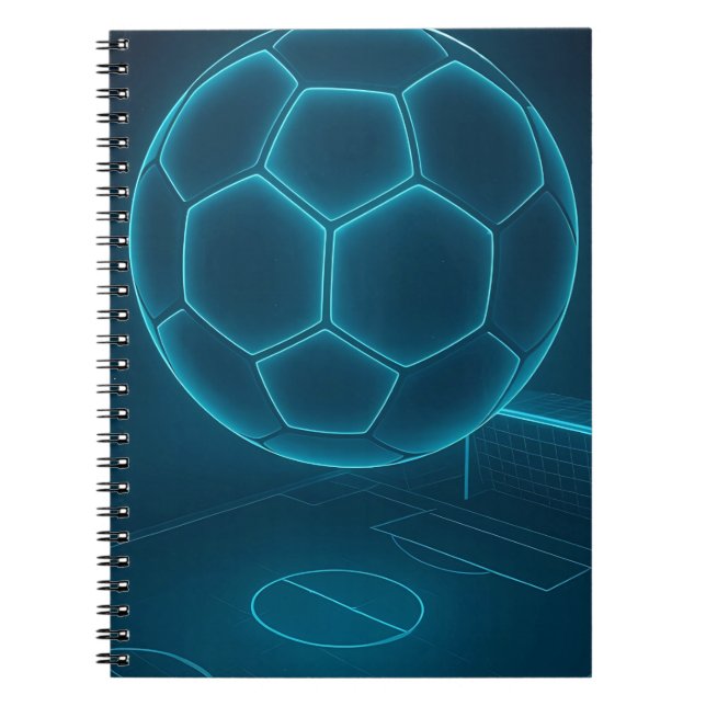 Neon Futuristic Soccer Field Art Notebook (Front)