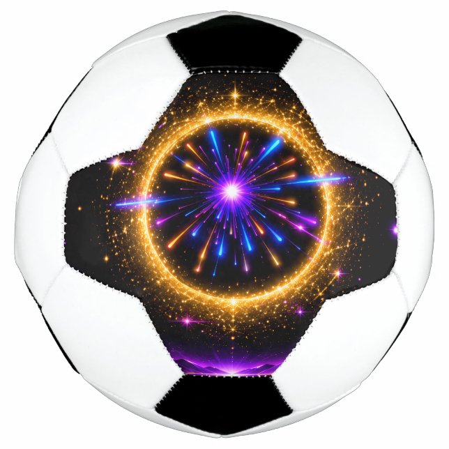 Neon Galaxy Compact Mirror Soccer Ball (Front)