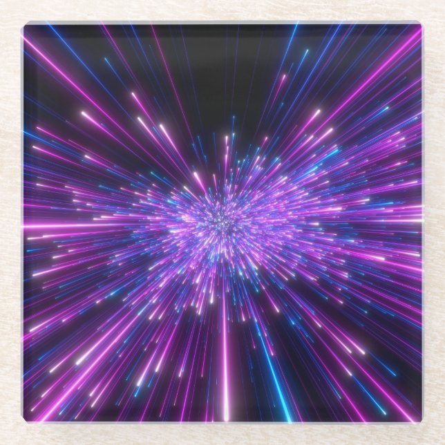 Neon Galaxy Cosmic Abstract Background Glass Coaster (Front)