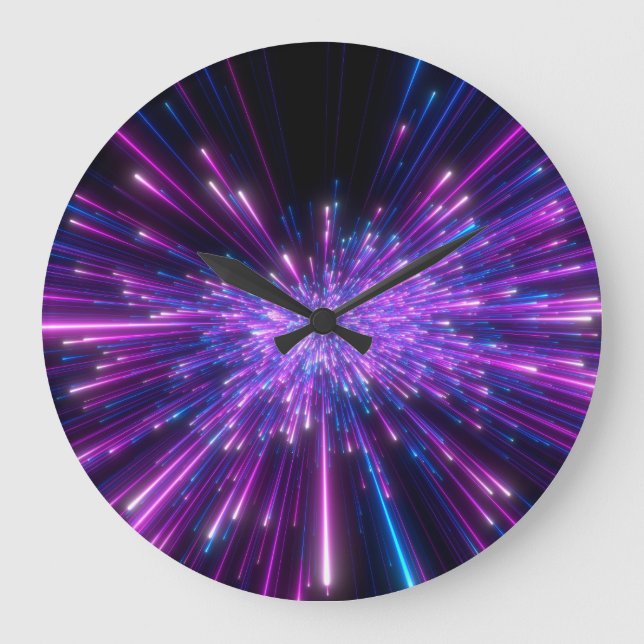 Neon Galaxy Cosmic Abstract Background Large Clock (Front)