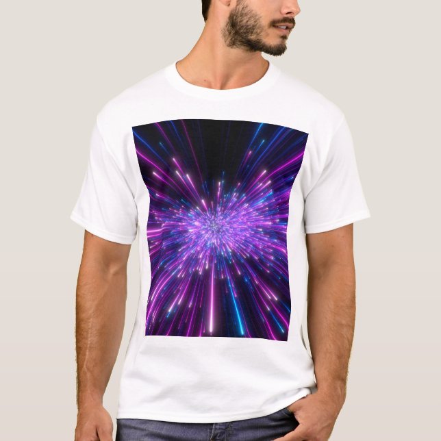 Neon Galaxy Cosmic Abstract Background T-Shirt (Front)