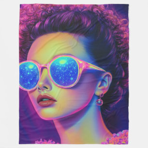 Neon Galaxy Glamour  Fleece Blanket